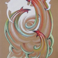 Viktor Musi. Series of drawings " Anti-Wrinkle." color pencils and acrylic on cardboard "kraft". 100X70